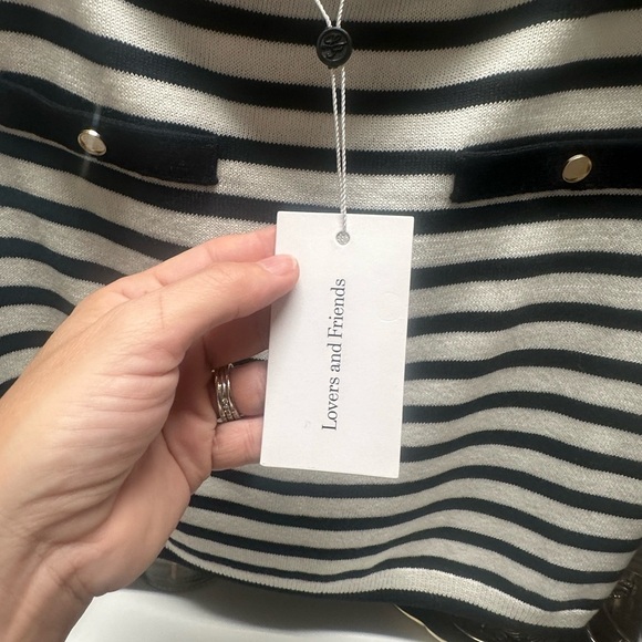 Lovers + Friends Black and White Striped Long Sleeve Top and Skirt Set - Picture 5 of 9